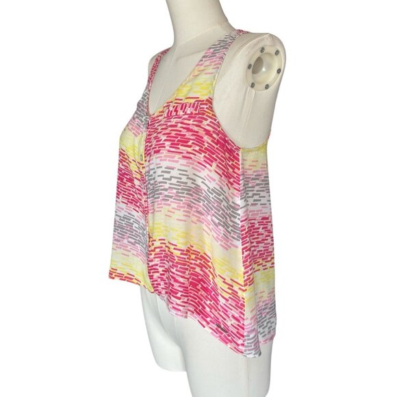Hang Ten Multicolored V-Neck Sleeveless Button Front Lightweight Top Women's XS - Picture 2 of 9